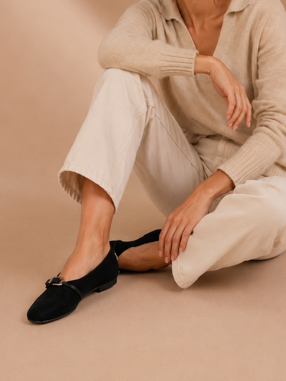 Munro American Black Comfort Flats Walking Career Office Shoes 9